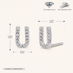 Sterling Silver Pave Initial Letter Stud Earrings - Platinum / U
