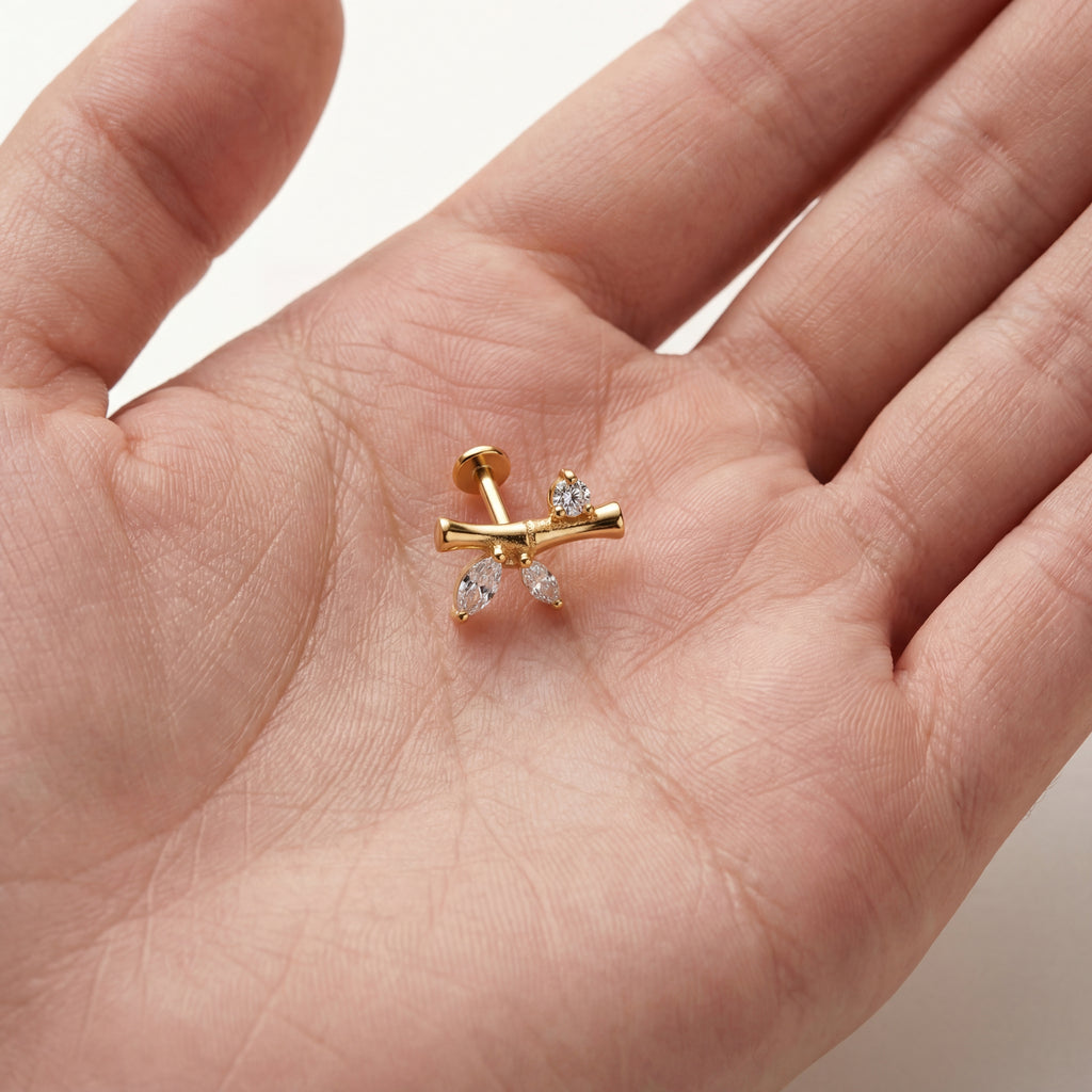 Bamboo Titanium Stud Earrings - image 4