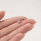 Rectangle Crystal Titanium Stud Earrings - image 4