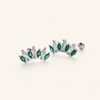Sterling Silver Two-Tone Zirconia Crown Flat Back Earrings detail