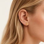 Sterling Silver Cactus Stud Earrings worn on the ear