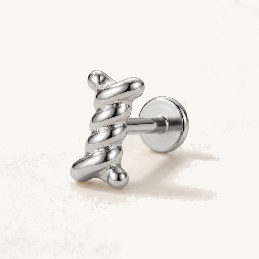 Bone Titanium Stud Earrings - Silver