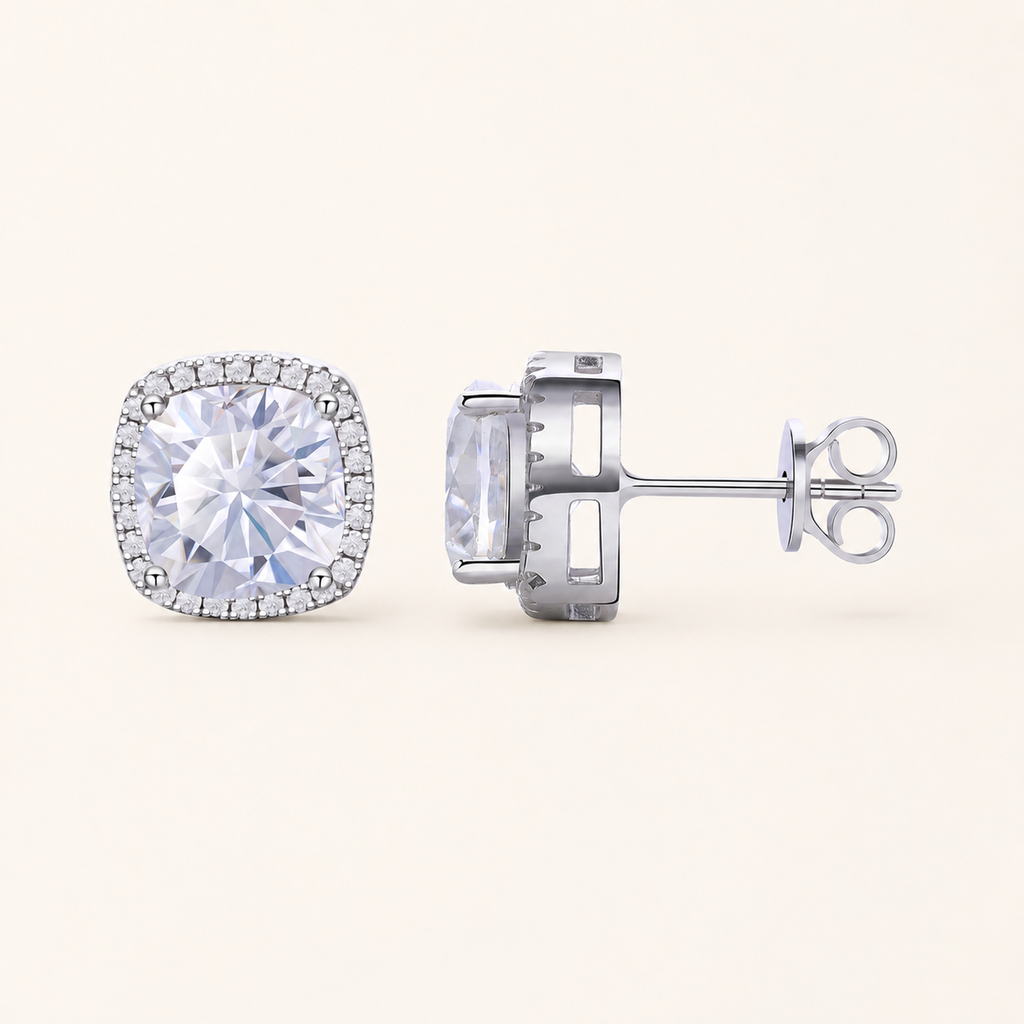 Sterling Silver Moissanite Solitaire Stud Earrings