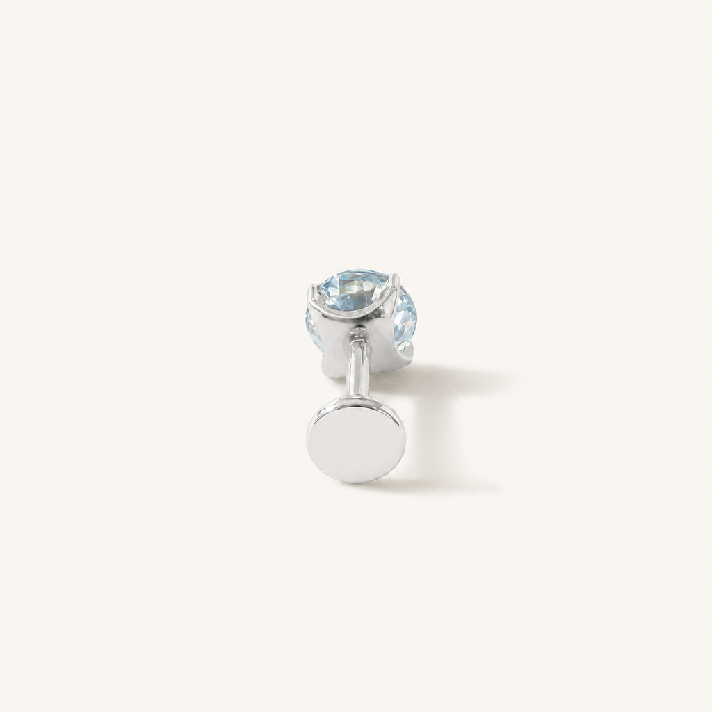 Titanium Blue Topaz Flat Back Stud Earrings