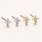 Sterling Silver Zirconia Cross Stud Earrings detail