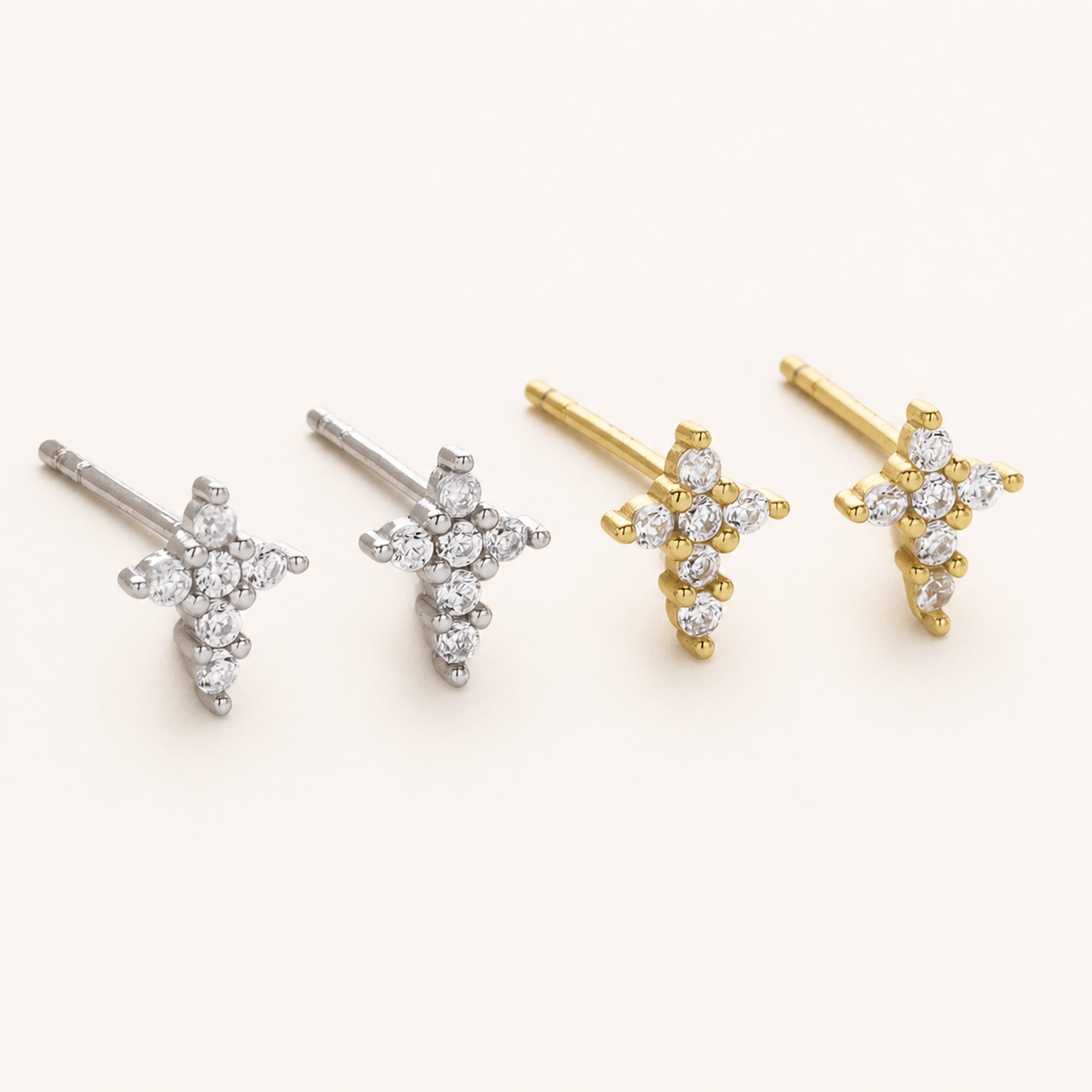 Sterling Silver Zirconia Cross Stud Earrings detail