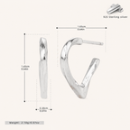 Sterling Silver Polished Heart Twist Stud Earrings - Platinum