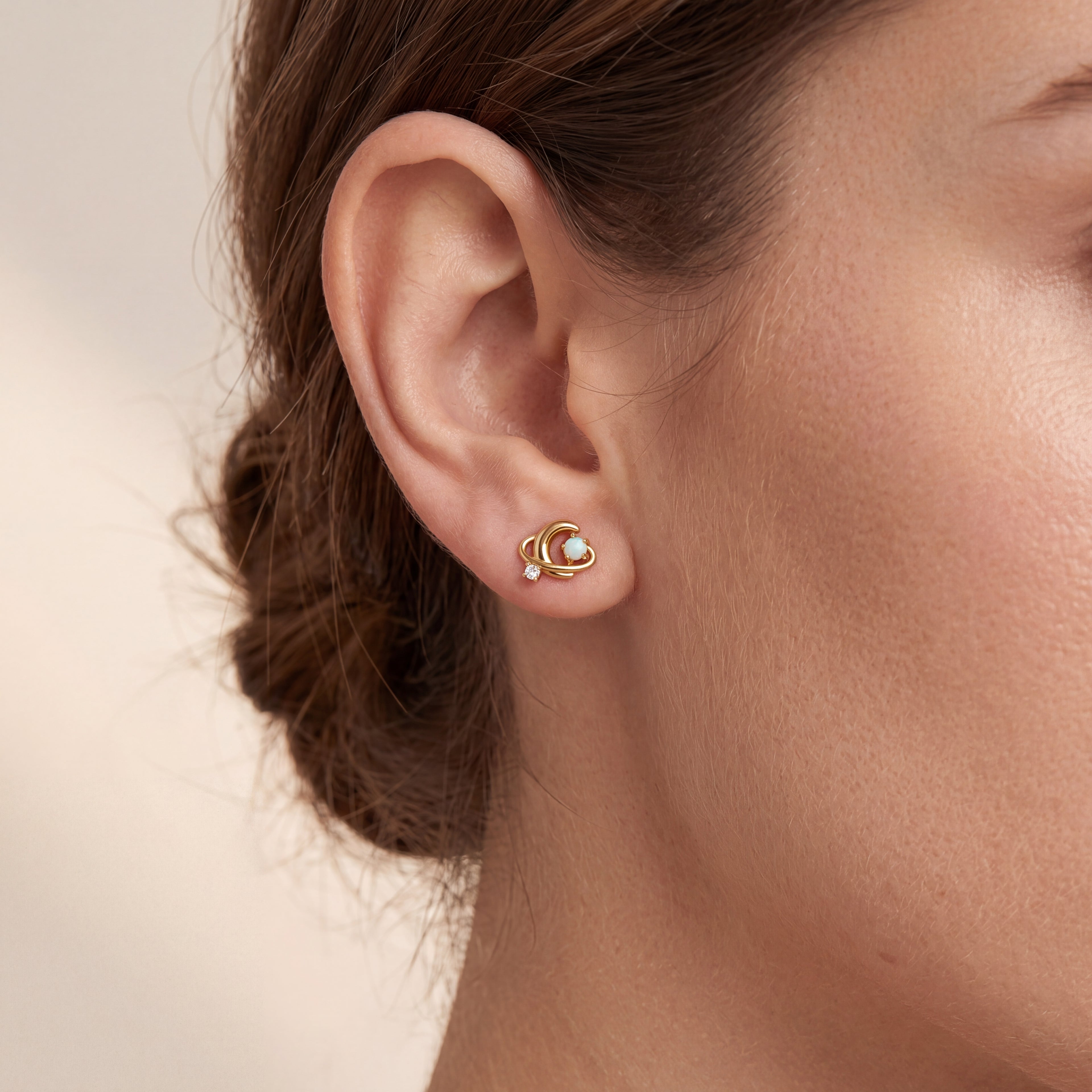 Opal Orbit Titanium Flat Back Earring - image 2