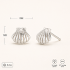 Sterling Silver Mini Shell Stud Earrings - Platinum