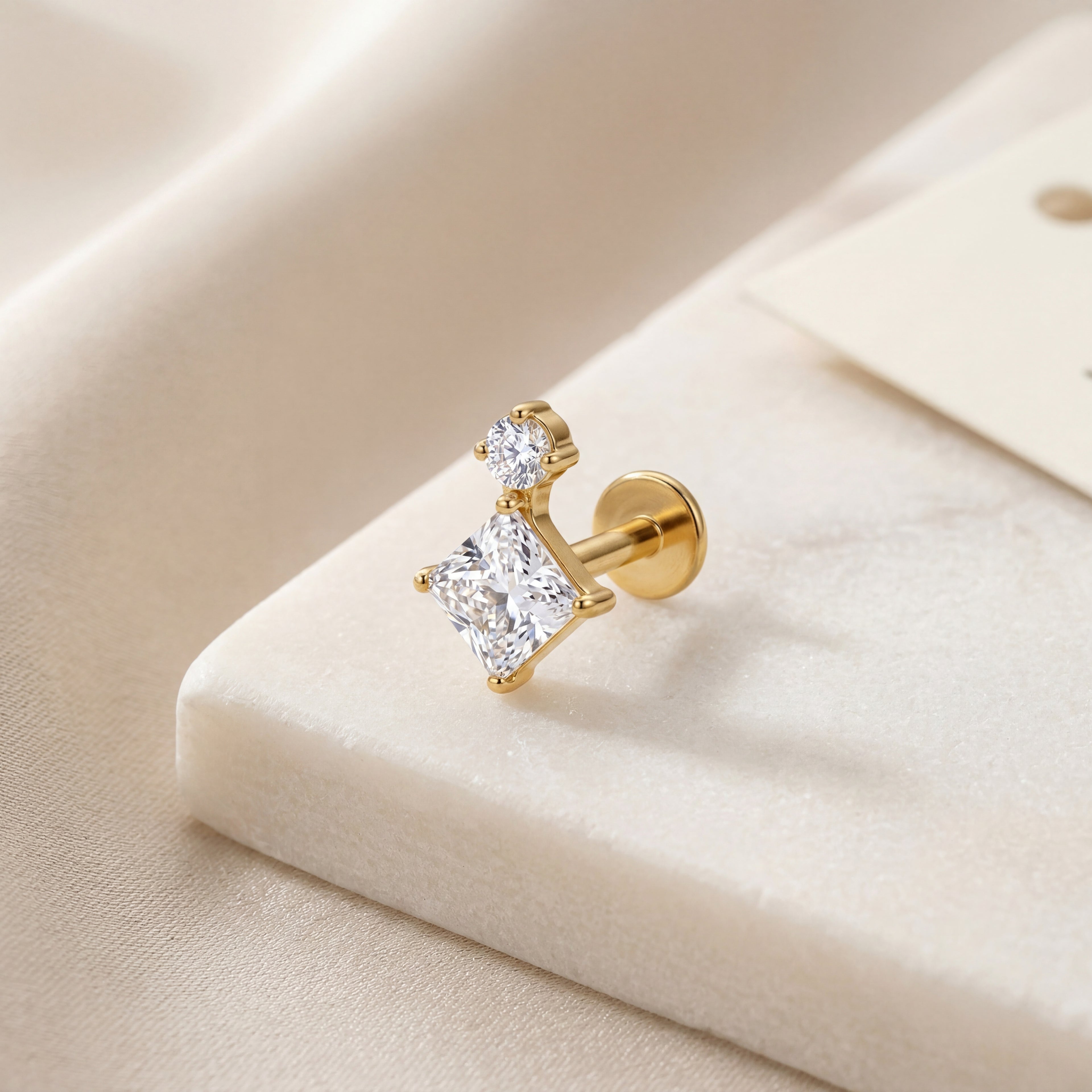 Rounded Square Titanium Stud Earrings - image 5