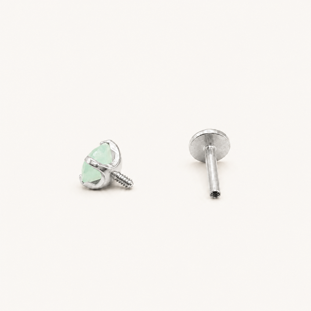 Titanium Amazonite Flat Back Stud Earrings