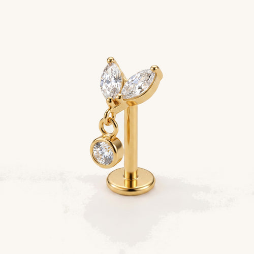 Marquise Drop Titanium Stud Earrings - Gold