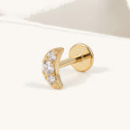 Mini Moon Titanium Stud Earrings - Gold