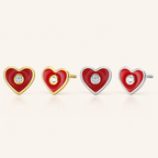 Sterling Silver Sparkling Heart Zirconia Stud Earrings