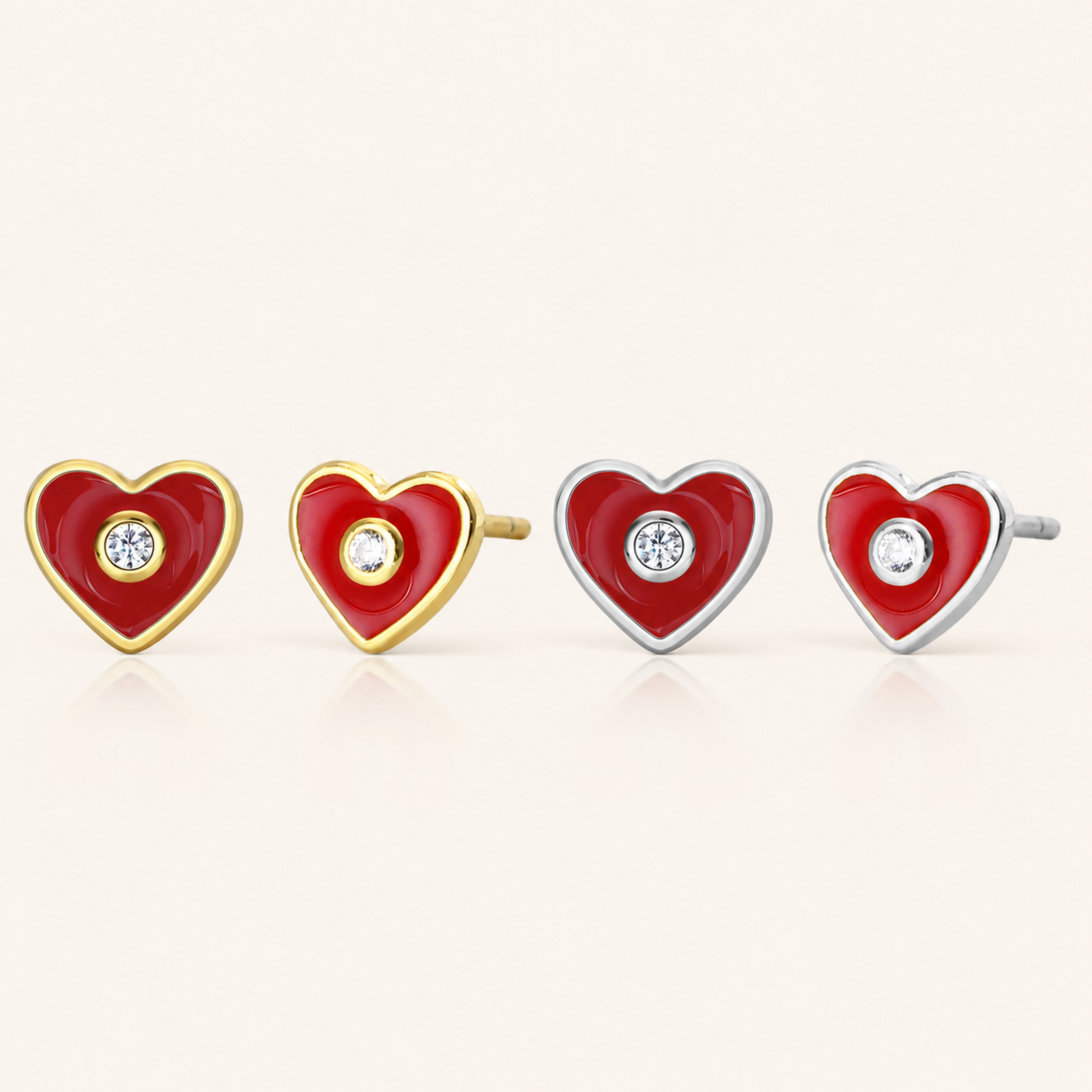 Sterling Silver Sparkling Heart Zirconia Stud Earrings