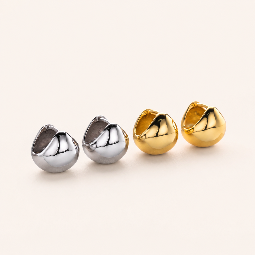 Sterling Silver Ball Bead Hoop Earrings detail view