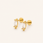 Sterling Silver Marquise Zirconia Flat Back Earrings detail