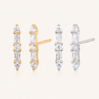 Sterling Silver Zirconia Bar Stud Earrings
