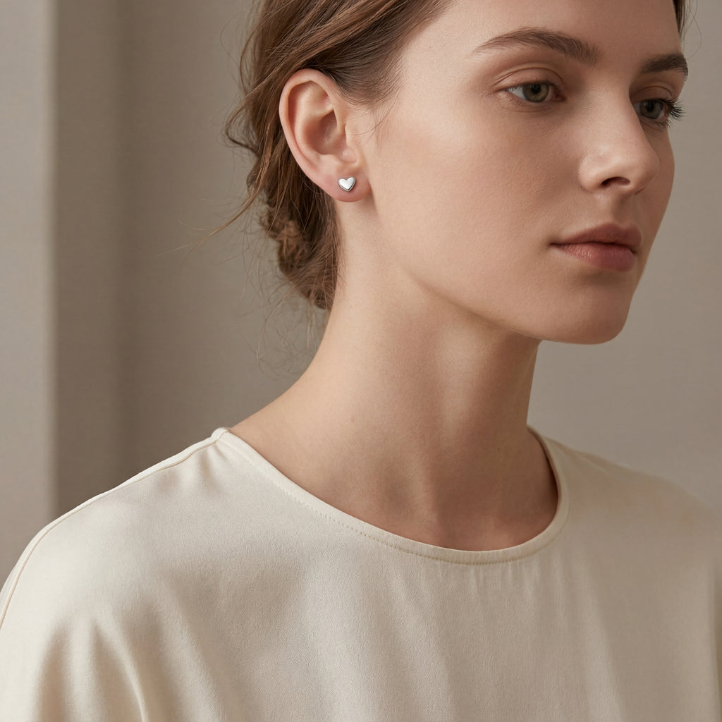 Mini Heart Titanium Stud Earrings - image 3