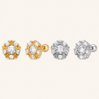 Sterling Silver Sunflower Flat Back Earrings
