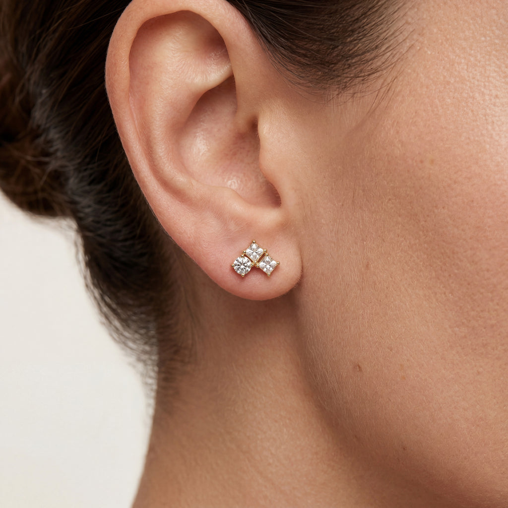 Crystal Heart Titanium Stud Earrings - image 2