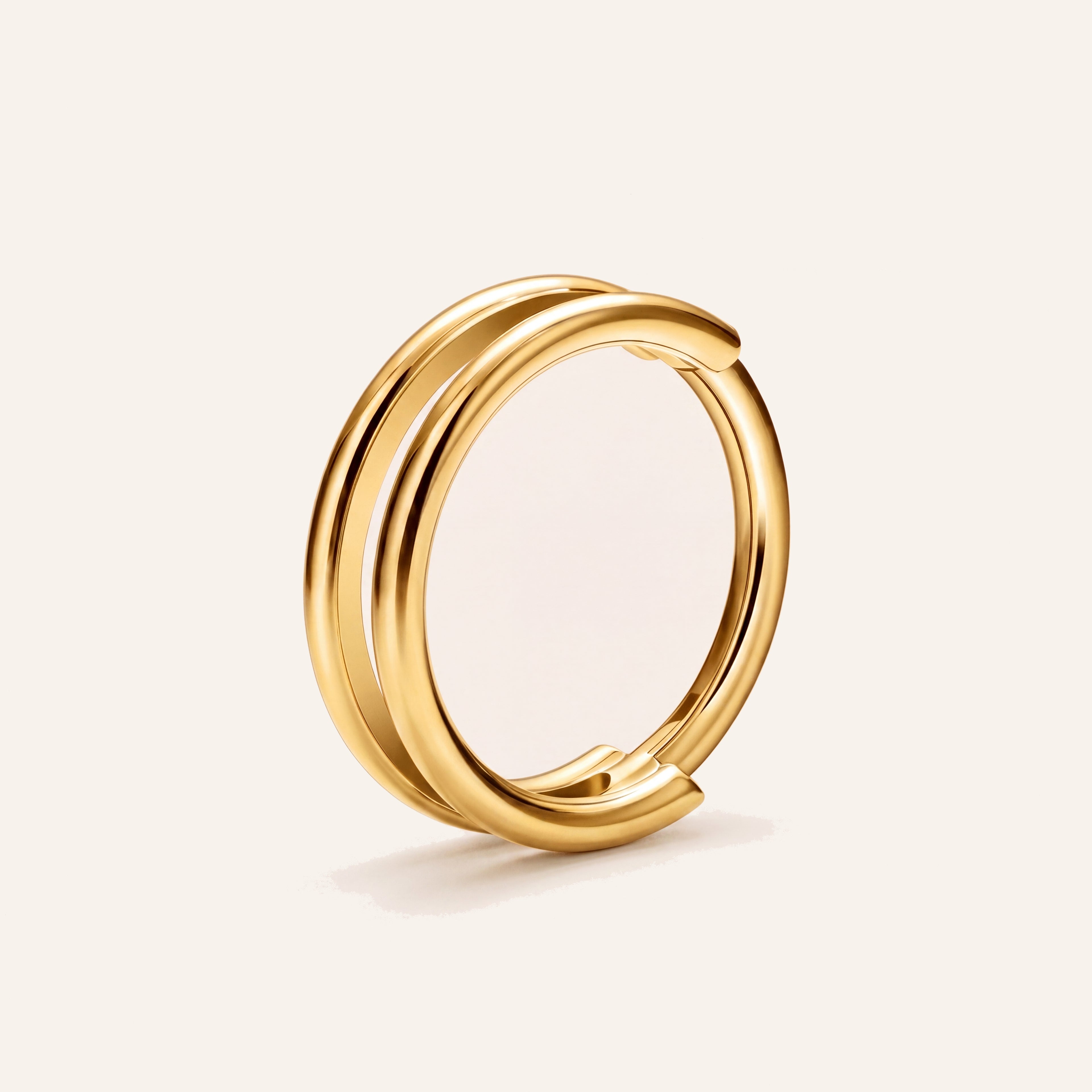 Double Orbit Titanium Hoop Earrings - Gold