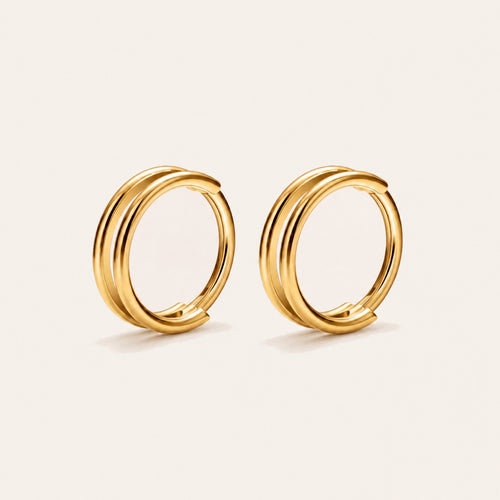 Double Orbit Titanium Hoop Earrings - Gold