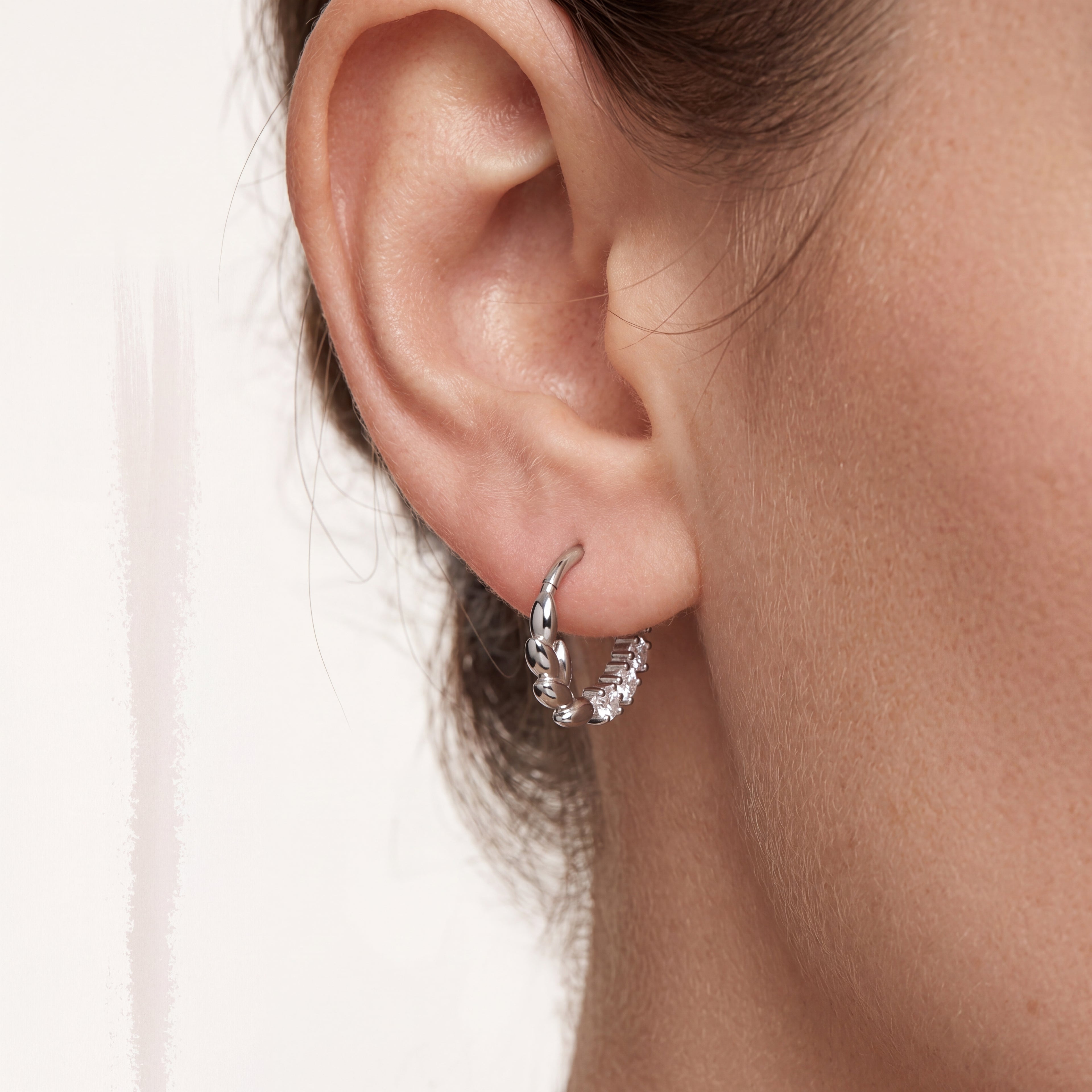 Olive Branch Crystal Titanium Hoop Earrings - image 2