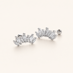 Sterling Silver Two-Tone Zirconia Crown Flat Back Earrings detail view