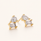 Sterling Silver Mixed-Cut Zirconia Stud Earrings detail