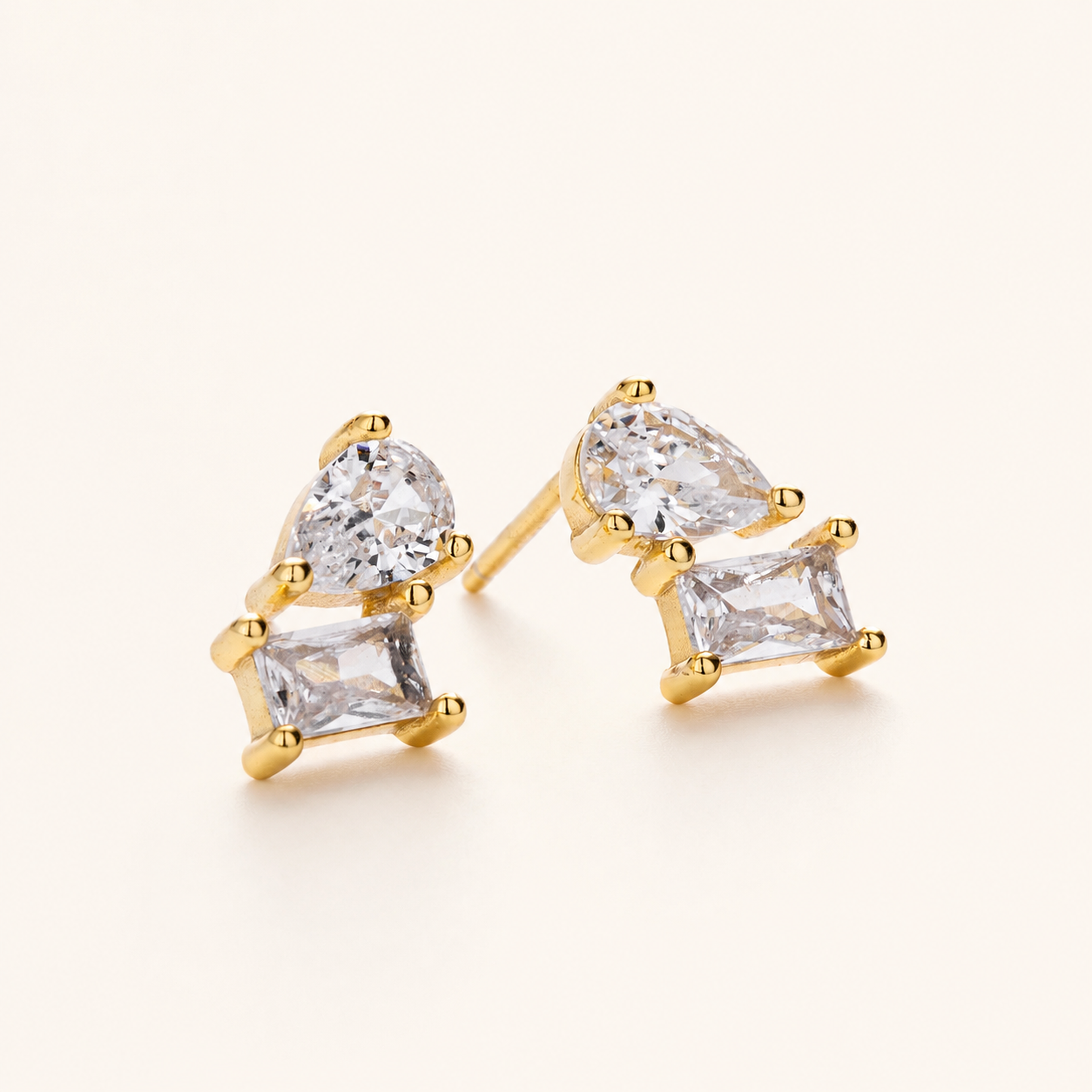 Sterling Silver Mixed-Cut Zirconia Stud Earrings detail