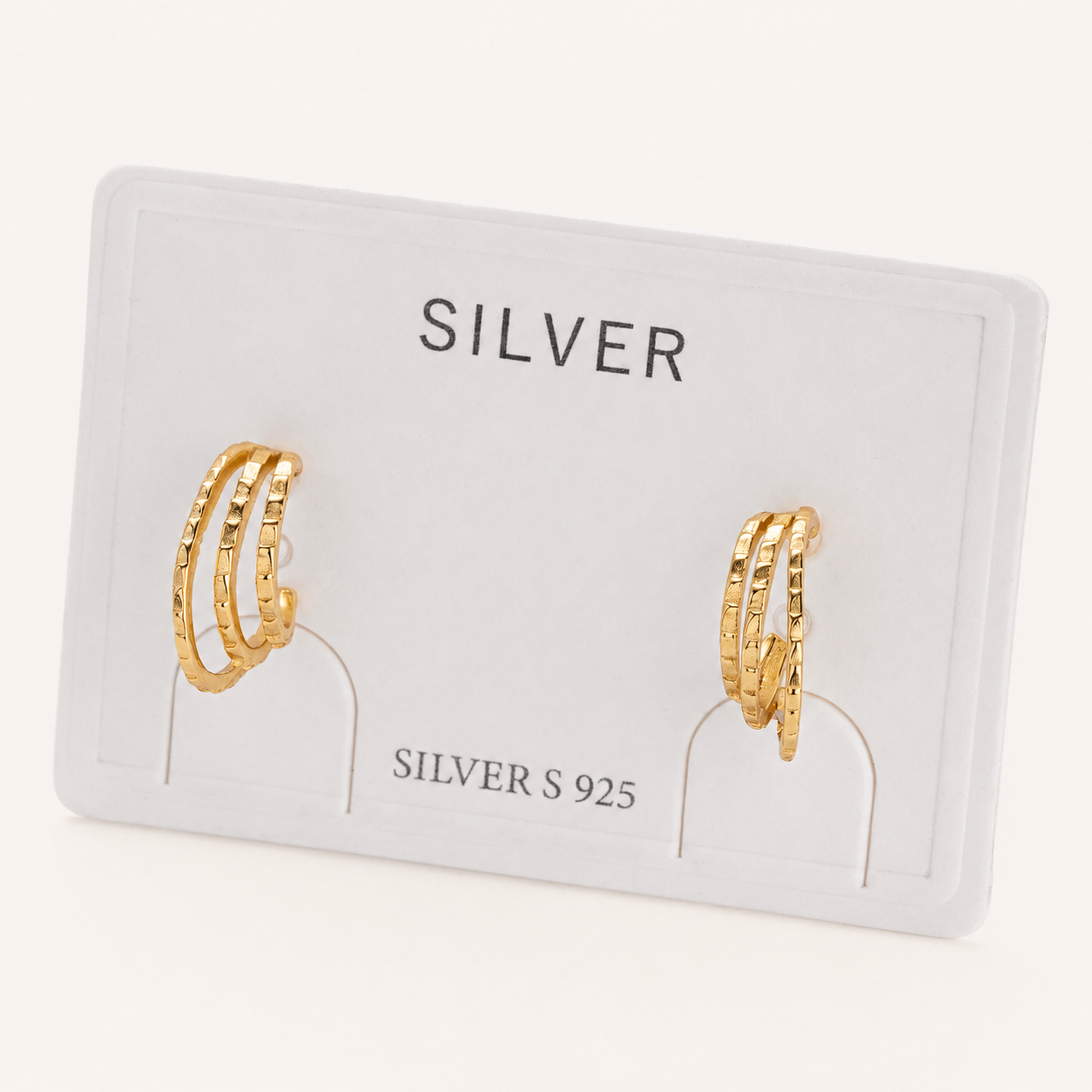 Sterling Silver Layered Arc Stud Earrings detail view