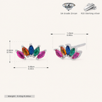Sterling Silver Colorful Teardrop Zirconia Stud Earrings - Platinum