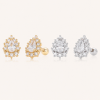 Sterling Silver Zirconia Crown Flat Back Earrings