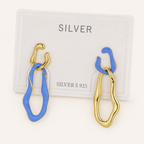 Sterling Silver Enamel Huggie Hoop Earrings detail view