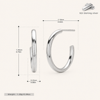 Sterling Silver Polished Round Hoop Earrings - Platinum / 15mm