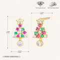 Sterling Silver Christmas Tree Zirconia Stud Earrings - Gold