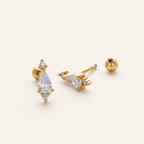 Sterling Silver Teardrop Zirconia Flat Back Earrings detail view