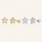 Sterling Silver Zirconia Star Flat Back Earrings