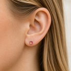 Titanium Pink Topaz Flat Back Stud Earrings