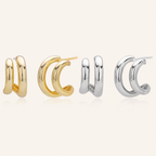 Sterling Silver Polished C-Shape Stud Earrings