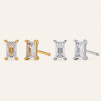 Sterling Silver Square Zirconia Stud Earrings