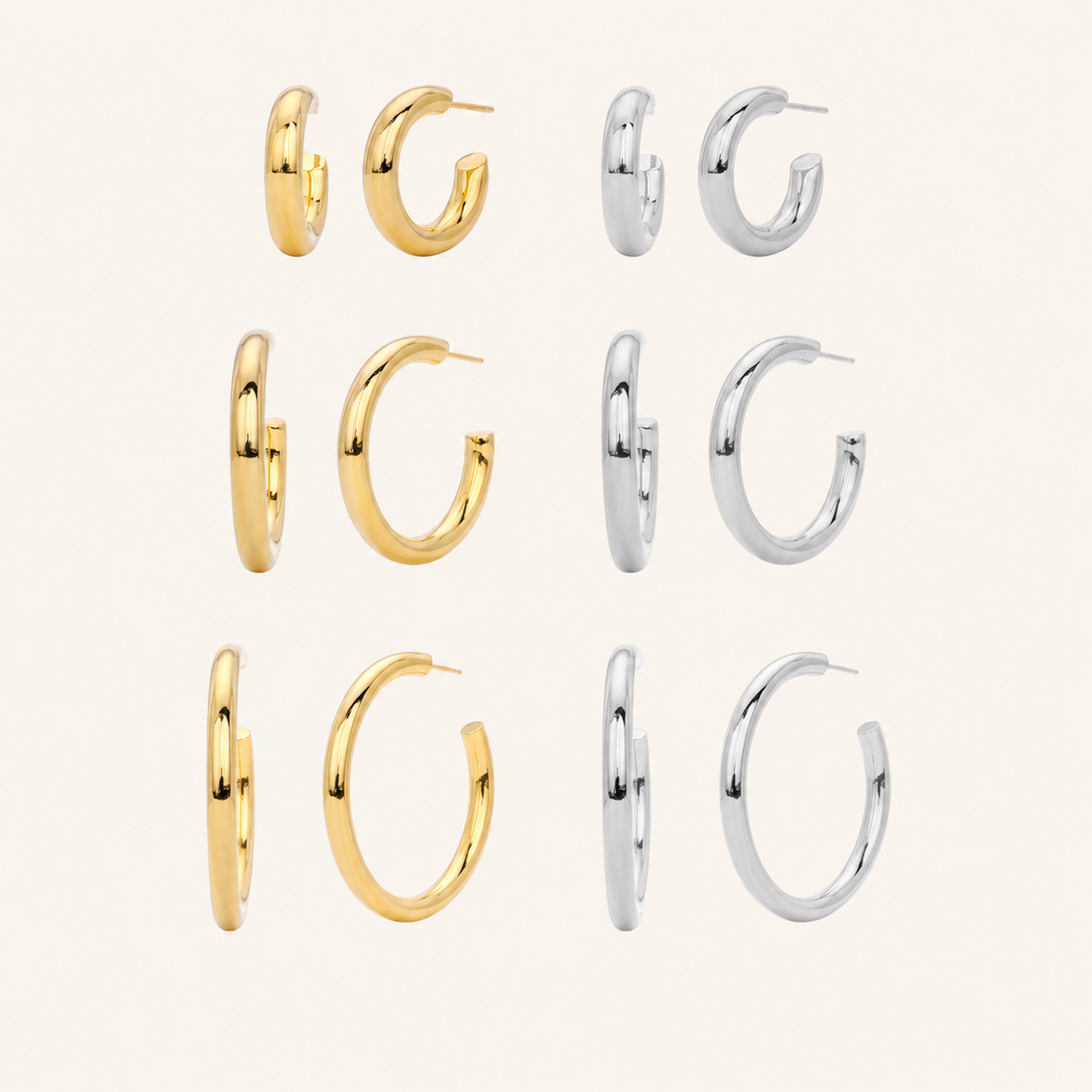 Sterling Silver Polished C-Shape Hoop Earrings