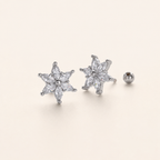 Sterling Silver Zirconia Flower Flat Back Earrings detail view