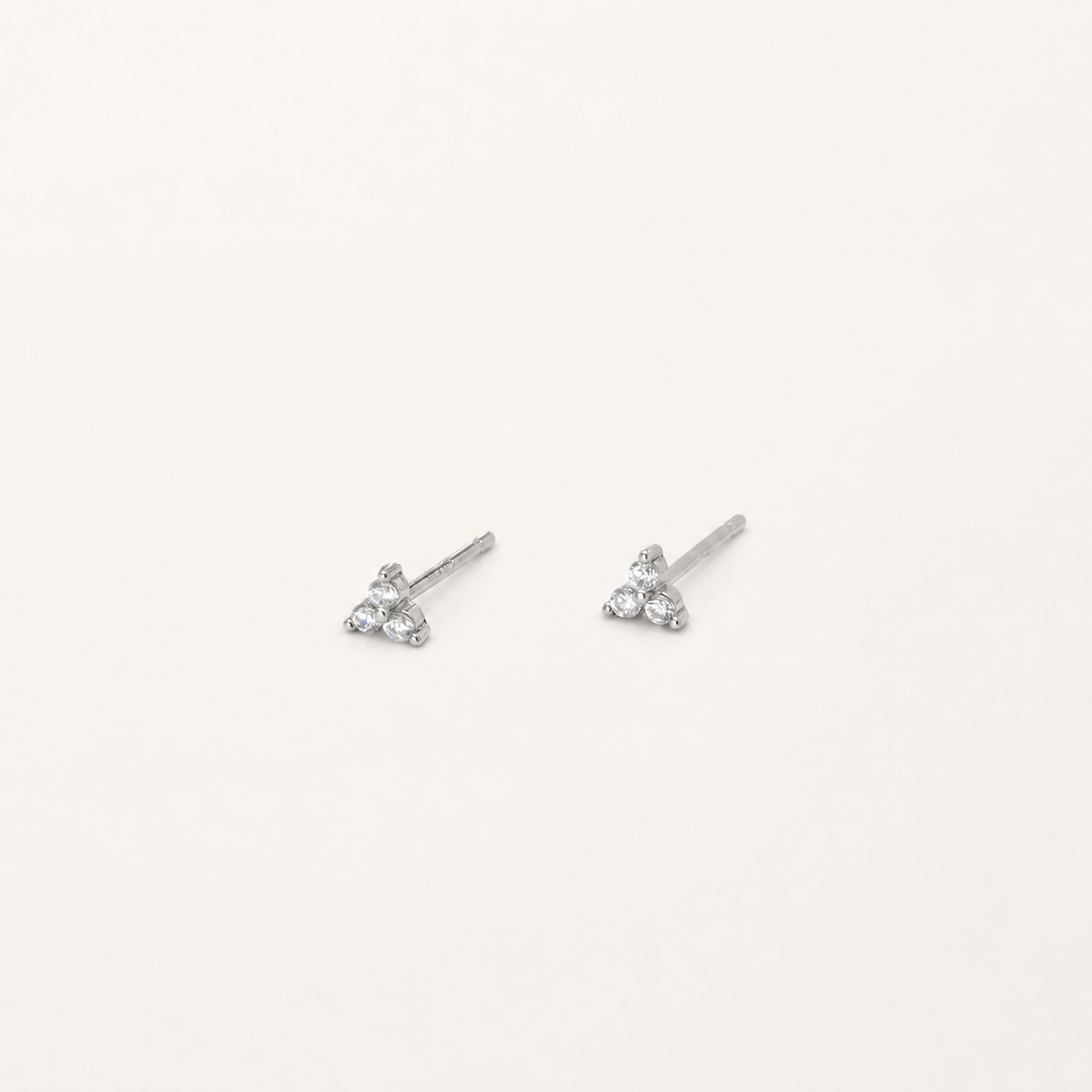 Sterling Silver Triangle Zirconia Stud Earrings detail