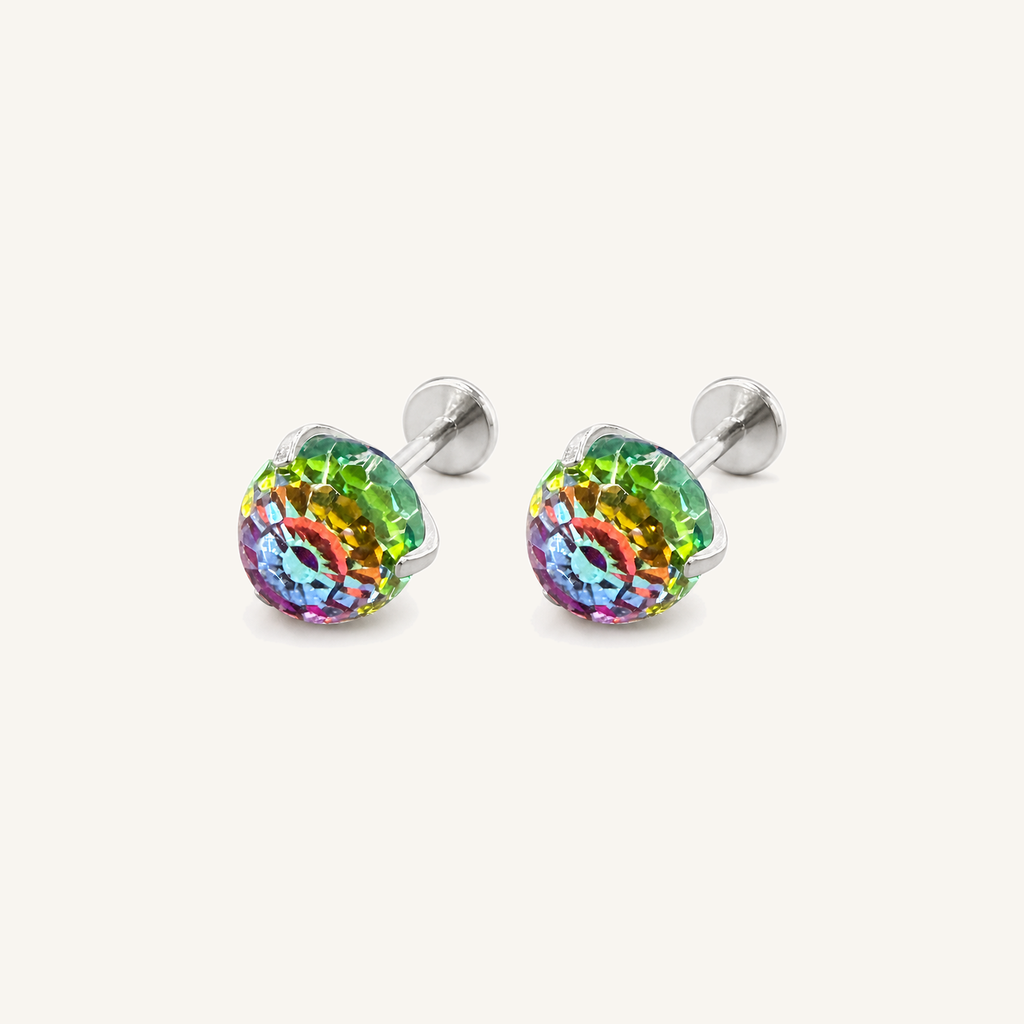 Titanium Gradient Red Crystal Flat Back Stud Earrings