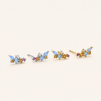 Sterling Silver Colorful Zirconia Geometric Stud Earrings detail