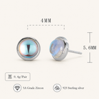 Sterling Silver Moonstone Stud Earrings - Platinum / 4mm
