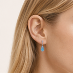 Sterling Silver Zirconia Teardrop Stud Earrings worn on the ear