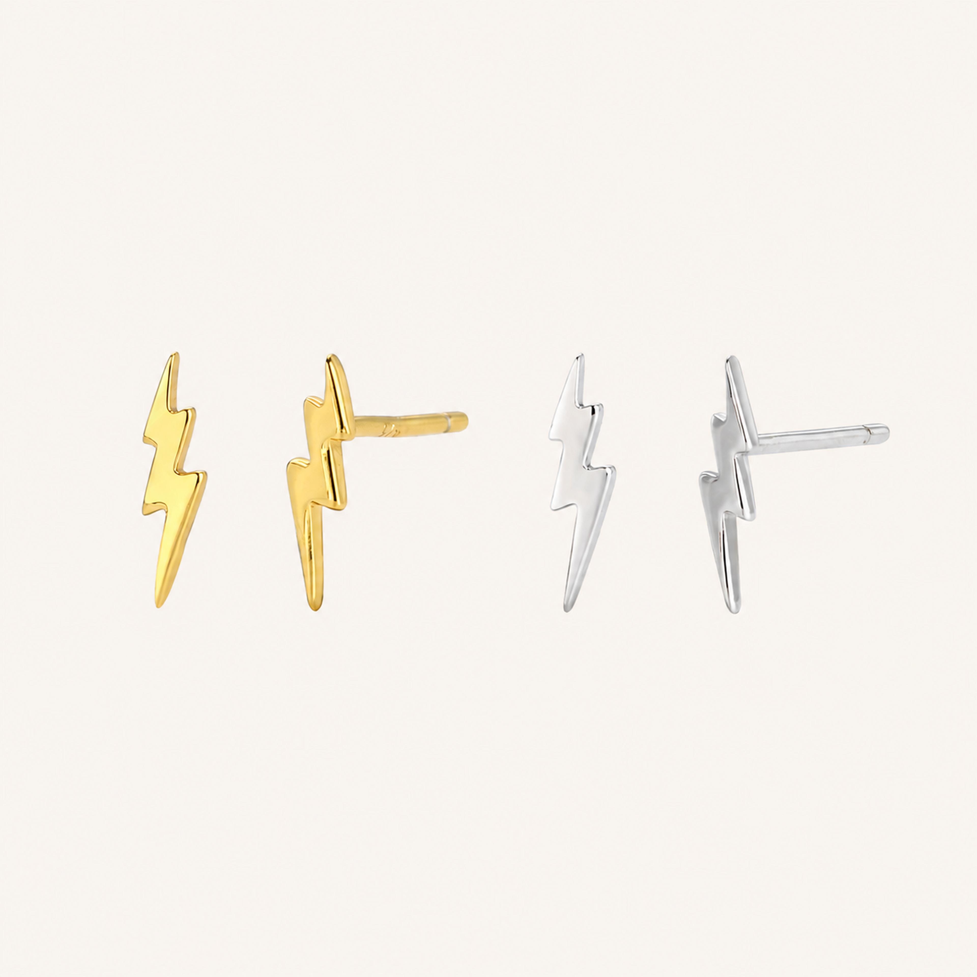 Sterling Silver Lightning Bolt Stud Earrings